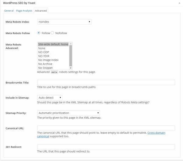 Advanced features in Yoast SEO plugin