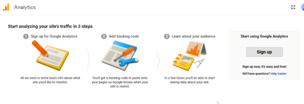 google analytics dashboard signup