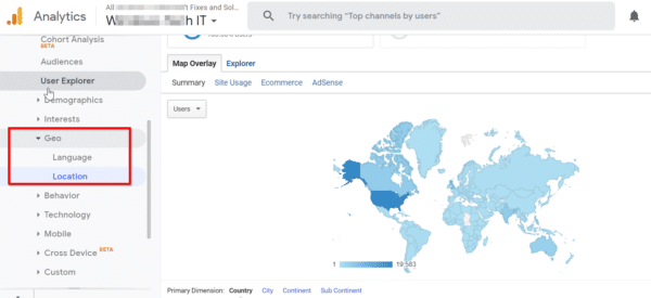 google analytics seo course geography