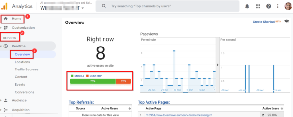 google analytics real time report