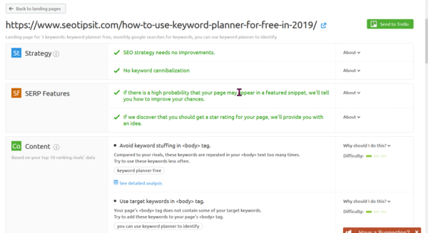 optimization ideas seo report semrush