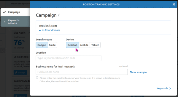 8 Features of SEMrush Position Tracking Tool in 2024 1 semrush position tracking settings