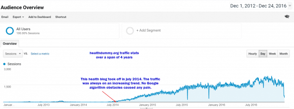 traffic analysis of health blog in google analytics