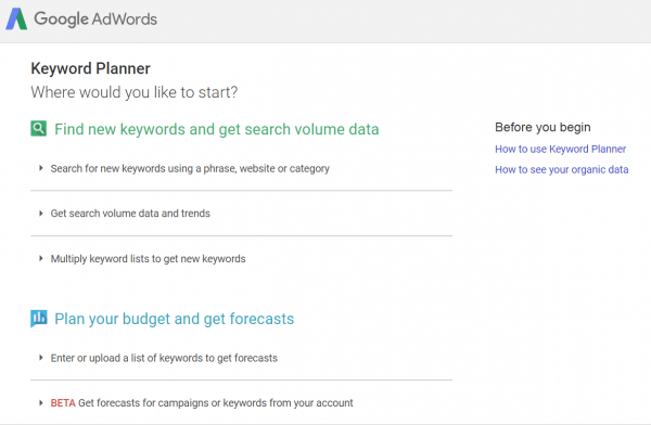 previous version of keyword planner 2018