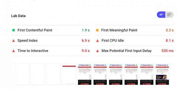 speed index details with sg optimizer