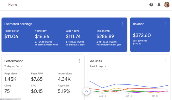 google adsense home overview